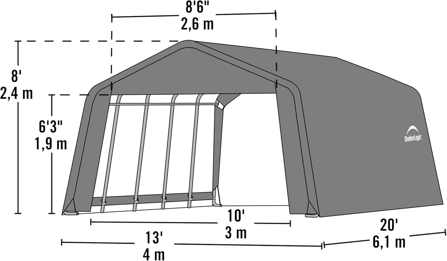 Heavy-Duty 12x20x8 Peak-Style Shelter 🏠 – Ultimate Outdoor Protection 🌦️🚗
