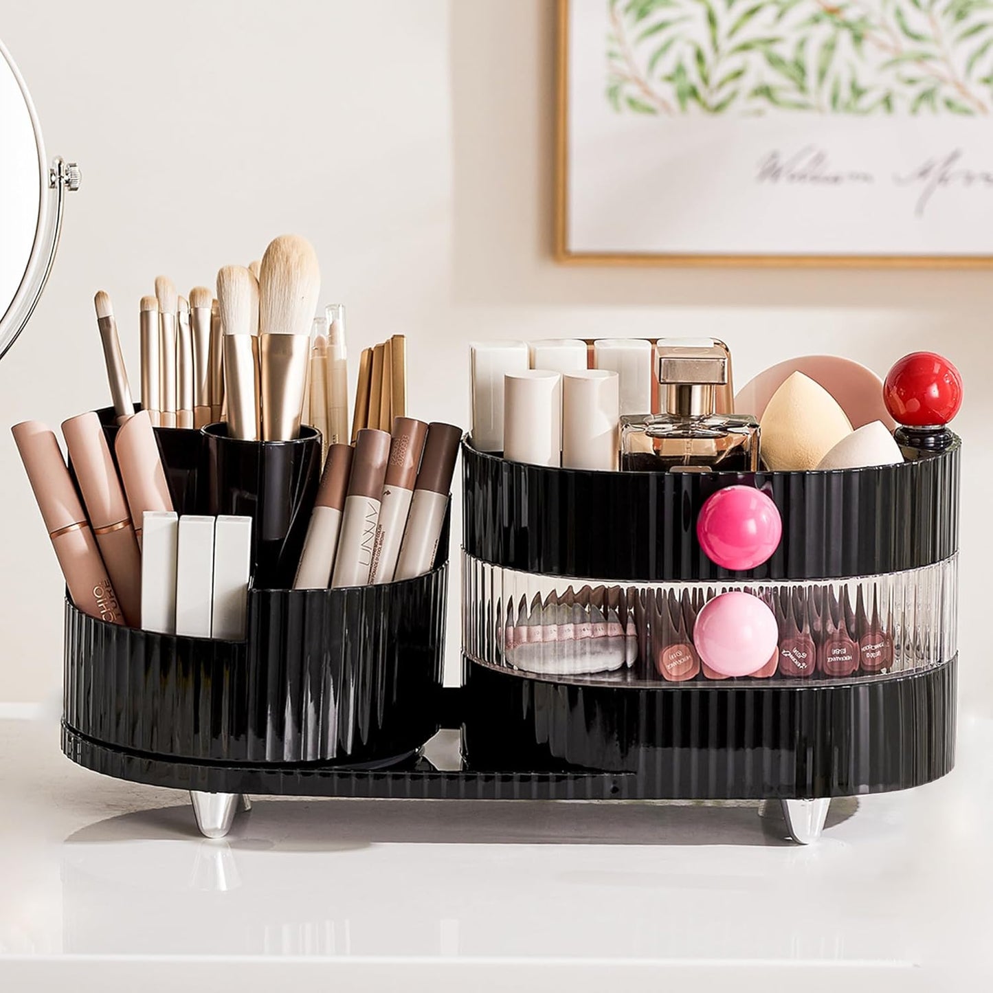 ✨ 360° Rotating Makeup Organizer – Keep Your Vanity Tidy & Chic! 💄🧴
