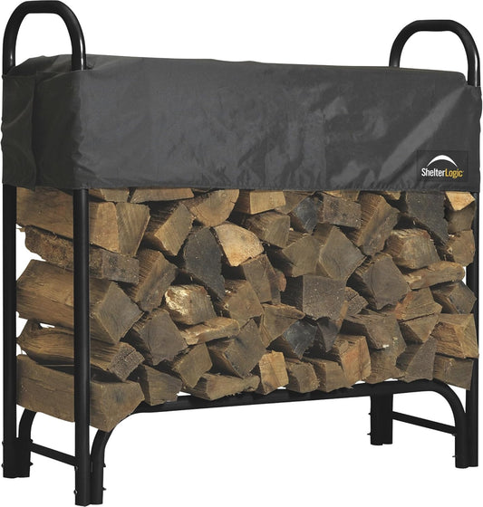 🔥 Firewood Storage Rack with Adjustable Cover – Durable & Water-Resistant! 🌧️