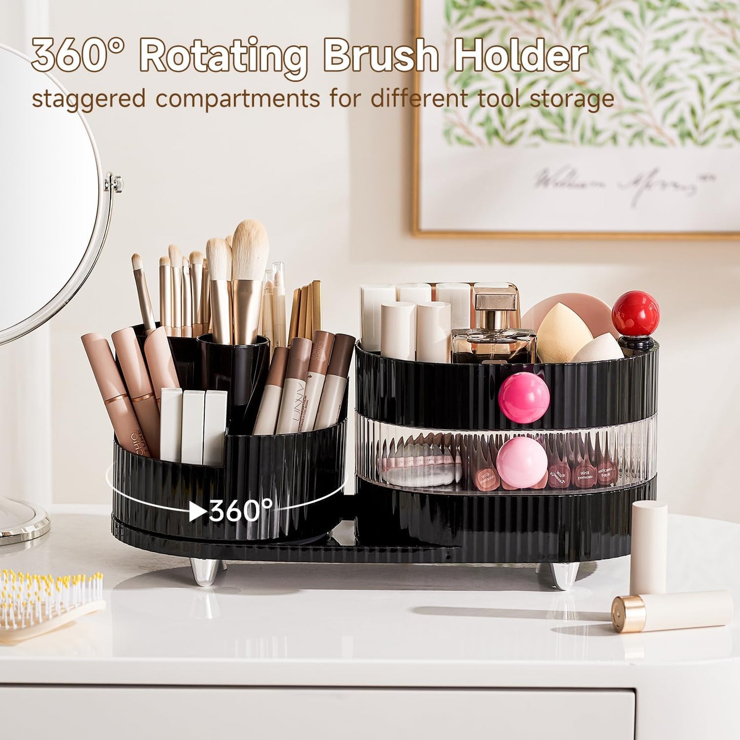✨ 360° Rotating Makeup Organizer – Keep Your Vanity Tidy & Chic! 💄🧴