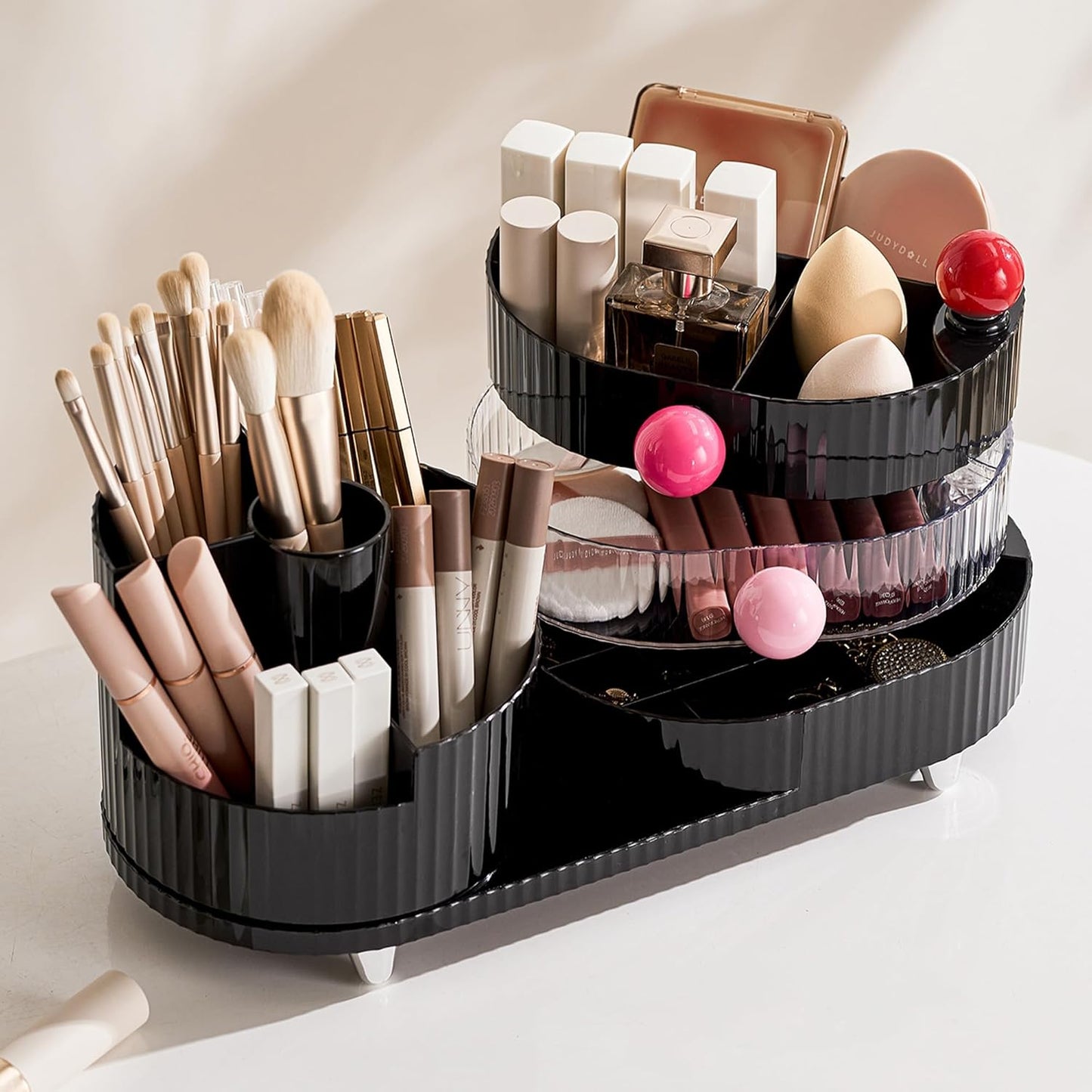 ✨ 360° Rotating Makeup Organizer – Keep Your Vanity Tidy & Chic! 💄🧴