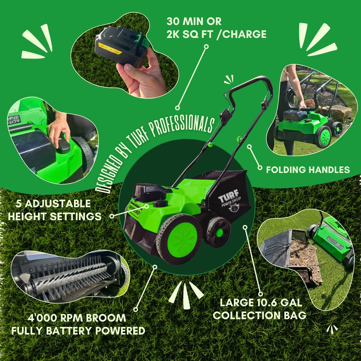 Heavy-Duty Turf Sweeper 🌱 – Clean Your Lawn with Ease! 🧹